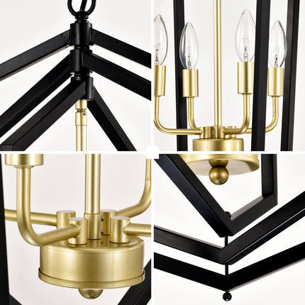 Aria Matte Black Lantern pendant with Gold Trim Pendants TriadCommerceInc   