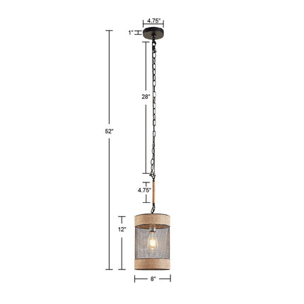 Natural Rope and Metal Mesh Cylinder Pendant Pendants TriadCommerceInc   