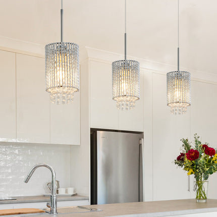 Ellie 3-Pack Modern Crystal Pendant Lights with Adjustable Chrome Finish Pendants TriadCommerceInc