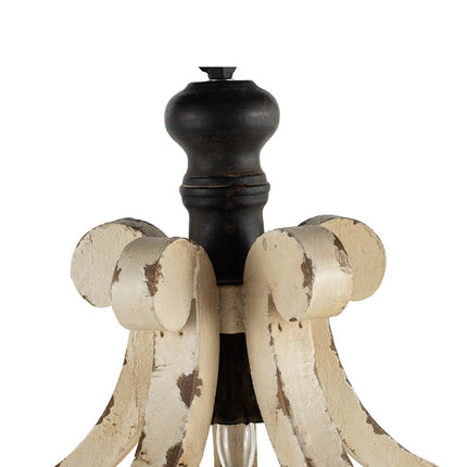 Harper Distressed White Wood Chandelier Chandeliers TriadCommerceInc   