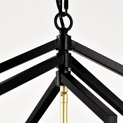 Aria Matte Black Lantern pendant with Gold Trim Pendants TriadCommerceInc   