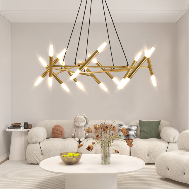 Modern Gold Branch Chandelier with Frosted Tubes Home Decor > Lighting > Ceiling Lights > Chandelier TriadCommerceInc