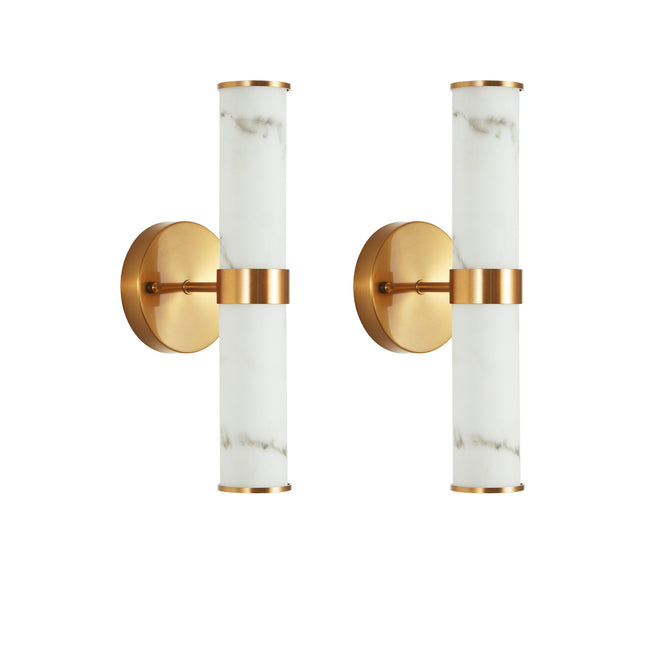 Modern Gold Resin Wall Sconce Set of 2 Wall Lighting TriadCommerceInc   