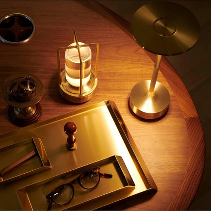 Sofia Portable Indoor & Outdoor Brass Cordless Lantern Landscape Pathway Lighting TriadCommerceInc   