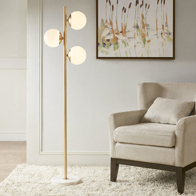 Holloway 3-Globe Floor Lamp Marble Base Floor Lamps TriadCommerceInc   