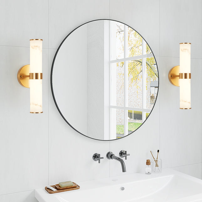 Modern Gold Resin Wall Sconce Set of 2 Wall Lighting TriadCommerceInc   