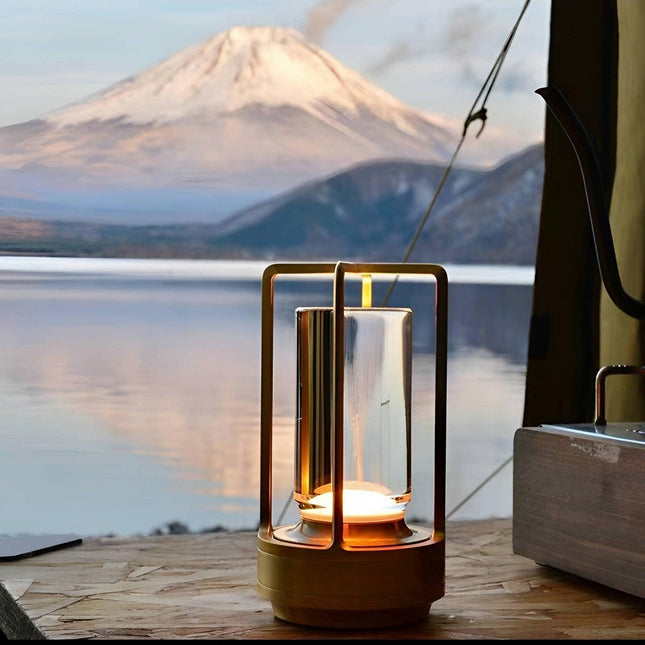 Sofia Portable Indoor & Outdoor Brass Cordless Lantern Landscape Pathway Lighting TriadCommerceInc   