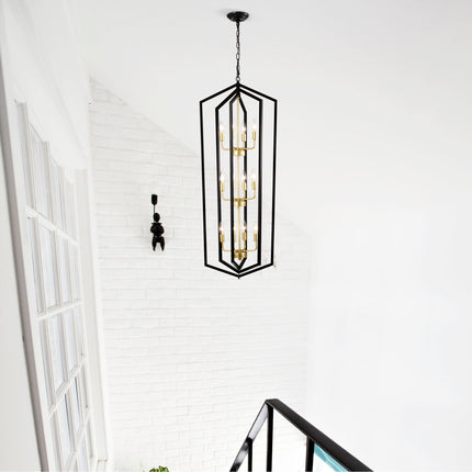 Seraphine Matte Black Lantern Chandelier with Gold Trim Home Decor > Lighting > Ceiling Lights > Pendant Lights TriadCommerceInc