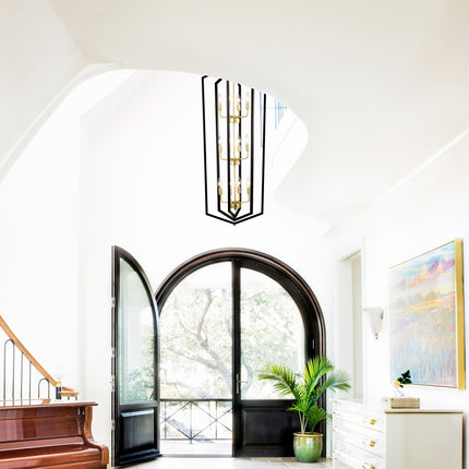 Seraphine Matte Black Lantern Chandelier with Gold Trim Home Decor > Lighting > Ceiling Lights > Pendant Lights TriadCommerceInc