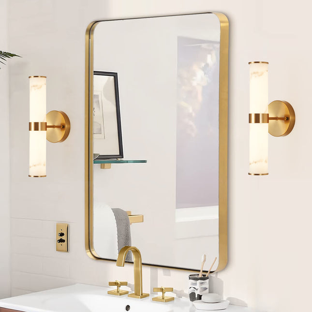 Modern Gold Resin Wall Sconce Set of 2 Wall Lighting TriadCommerceInc   