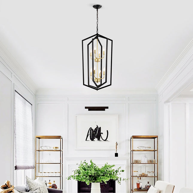 Aria Matte Black Lantern pendant with Gold Trim Home Decor > Lighting > Ceiling Lights > Pendant Lights TriadCommerceInc