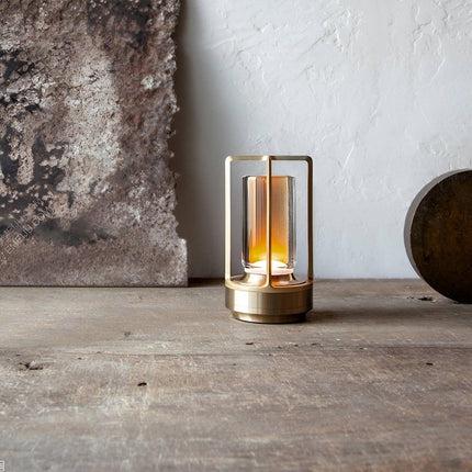 Sofia Portable Indoor & Outdoor Brass Cordless Lantern Landscape Pathway Lighting TriadCommerceInc   