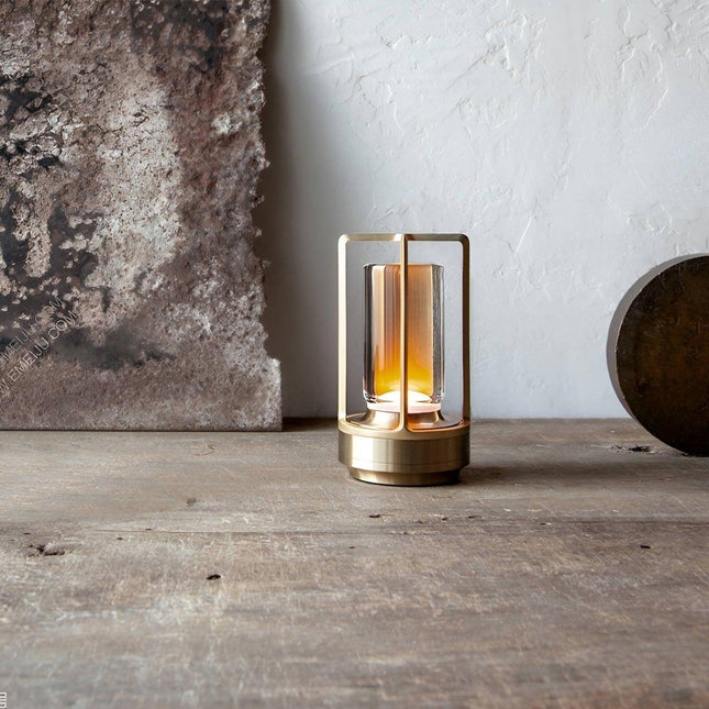 Sofia Portable Indoor & Outdoor Brass Cordless Lantern Landscape Pathway Lighting TriadCommerceInc   