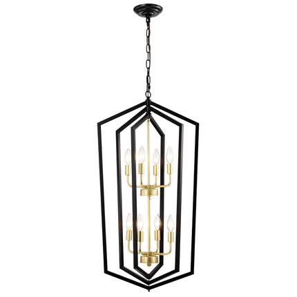 Aria Matte Black Lantern pendant with Gold Trim Pendants TriadCommerceInc   
