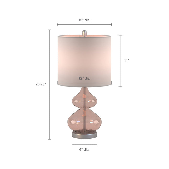 Ellipse Curved Pink Glass Table Lamp, Set of 2 Table Lamps TriadCommerceInc   