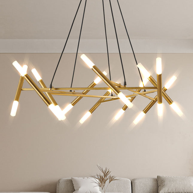 Modern Gold Branch Chandelier with Frosted Tubes Home Decor > Lighting > Ceiling Lights > Chandelier TriadCommerceInc