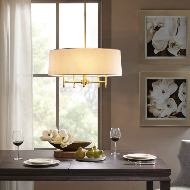 5-Light Drum Shade Chandelier – White Home Decor > Lighting > Ceiling Lights > Chandelier TriadCommerceInc