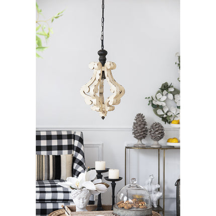 Harper Distressed White Wood Chandelier Chandeliers TriadCommerceInc   