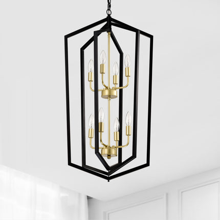 Aria Matte Black Lantern pendant with Gold Trim Pendants TriadCommerceInc as Pic  