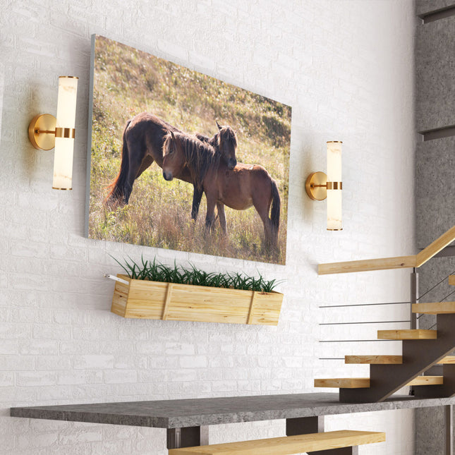 Modern Gold Resin Wall Sconce Set of 2 Wall Lighting TriadCommerceInc   