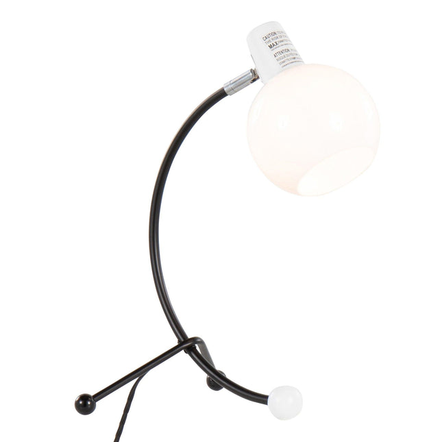 Eileen Contemporary Task Lamp in Black Metal and White Plastic Shade Table Lamps TriadCommerceInc