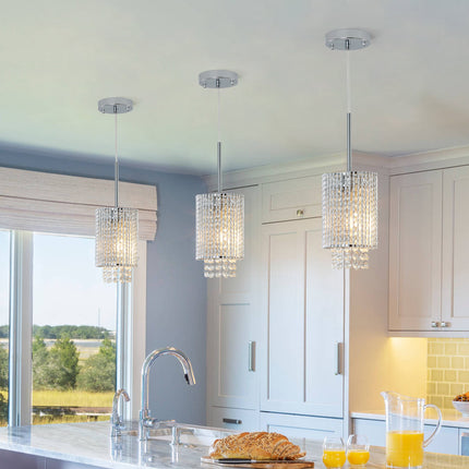 Ellie 3-Pack Modern Crystal Pendant Lights with Adjustable Chrome Finish Pendants TriadCommerceInc   