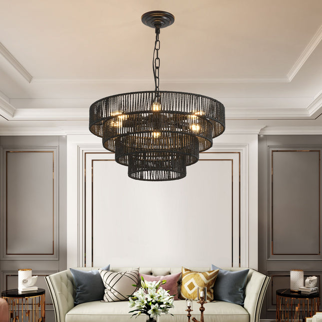 Boho 4-Tier Hemp Rope Chandelier Home Decor > Lighting > Ceiling Lights > Chandelier TriadCommerceInc