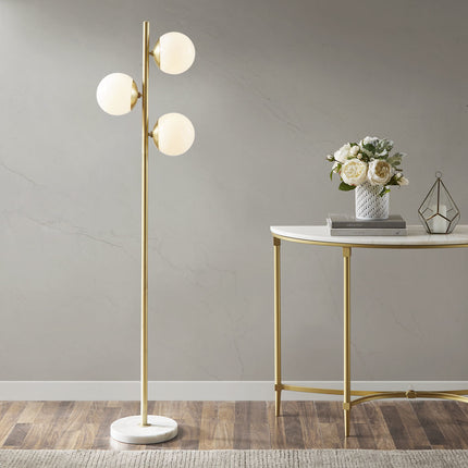 Holloway 3-Globe Floor Lamp Marble Base Floor Lamps TriadCommerceInc   