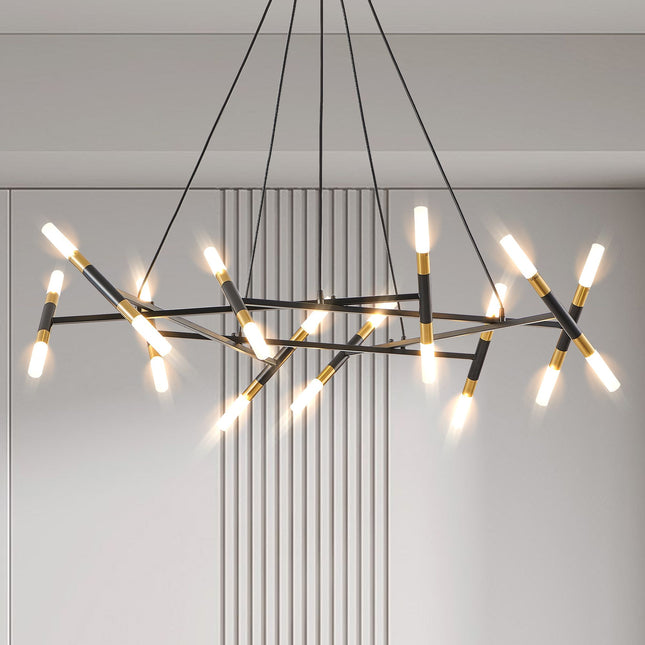 Black & Gold Branch Chandelier with Frosted Tubes Home Decor > Lighting > Ceiling Lights > Chandelier TriadCommerceInc