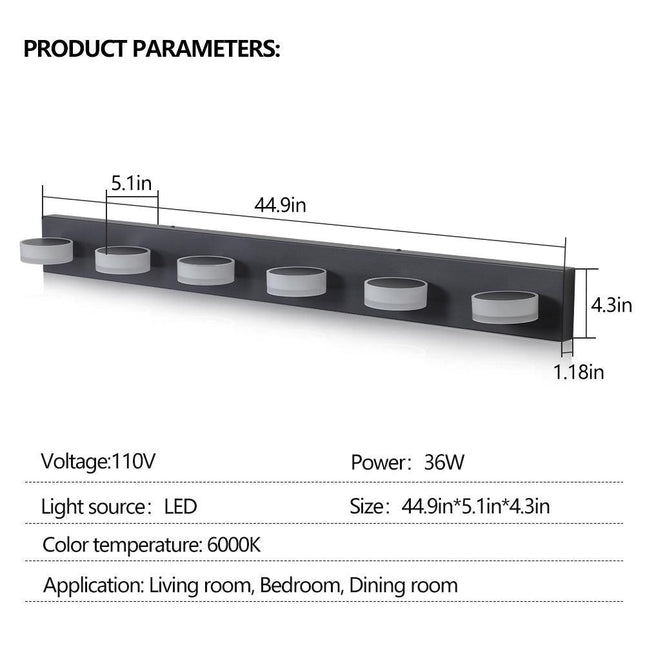 Modern Black 6-Light LED Vanity Light Fixture Vanity Lighting TriadCommerceInc   