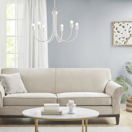 Ellie Curved Iron Farmhouse Chandelier in Gloss White Home Decor > Lighting > Ceiling Lights > Chandelier TriadCommerceInc as Pic