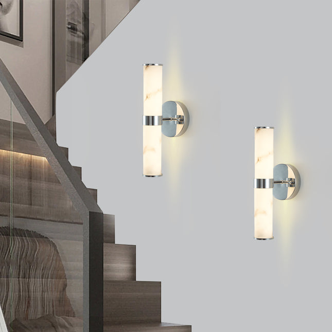 Marble and Chrome Wall Sconce, Set of 2, Wall Lighting TriadCommerceInc   