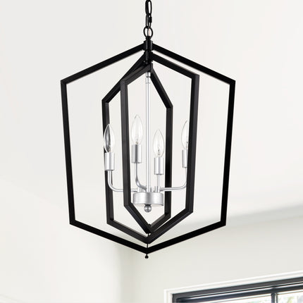 Calista Matte Black & Silver Lantern Chandelier Chandeliers TriadCommerceInc   