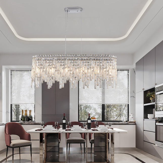 Silver Elegant Oval Crystal Chandelier Home Decor > Lighting > Ceiling Lights > Chandelier TriadCommerceInc as Pic