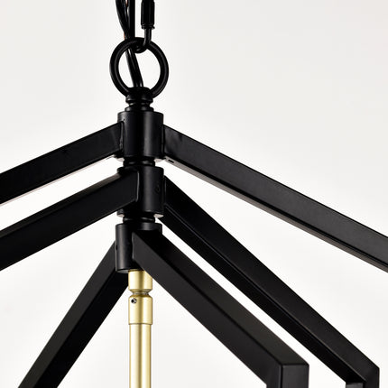 Seraphine Matte Black Lantern Chandelier with Gold Trim Home Decor > Lighting > Ceiling Lights > Pendant Lights TriadCommerceInc