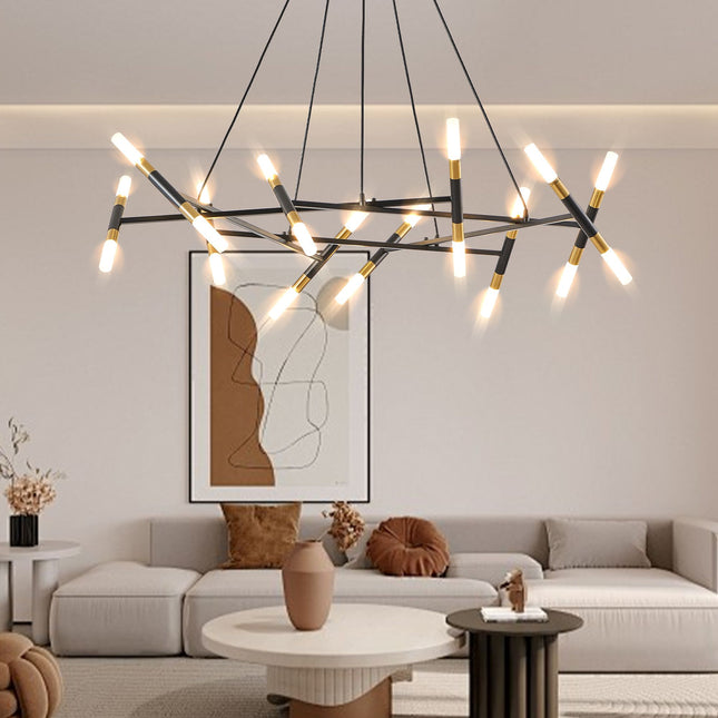 Black & Gold Branch Chandelier with Frosted Tubes Home Decor > Lighting > Ceiling Lights > Chandelier TriadCommerceInc