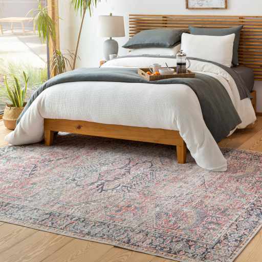 Pink Dunshaughlin Distressed Washable Area Rug - Clearance Rugs TriadCommerceInc