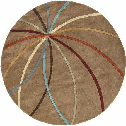 Davison Brown Geometric Modern Wool Rug Rugs TriadCommerceInc 6' Round