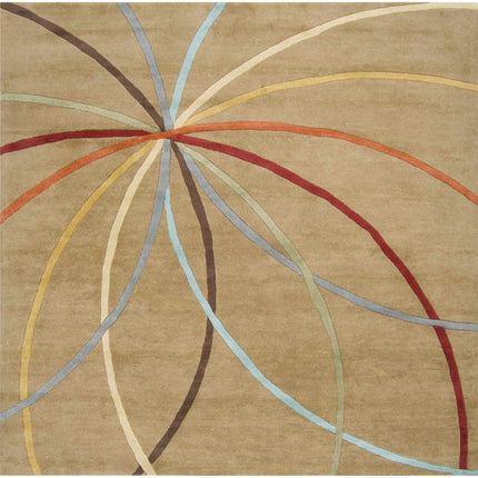 Davison Brown Geometric Modern Wool Rug Rugs TriadCommerceInc 8' Square