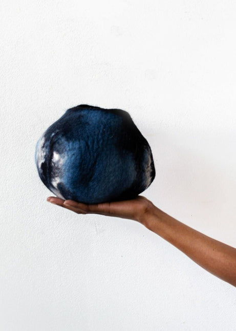 Adire Tye-Dye Indigo Blue Wool Decorative Ukhamba Bowl All Products TriadCommerceInc