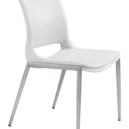 Ace Dining Chair (Set of 2) White & Silver Chairs TriadCommerceInc Default Title  