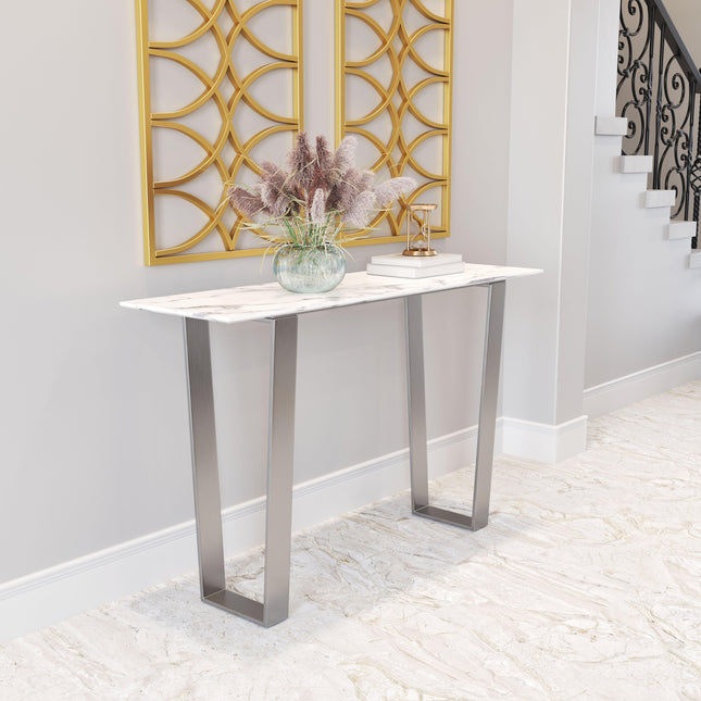Atlas Console Table White & Silver Console Tables TriadCommerceInc   