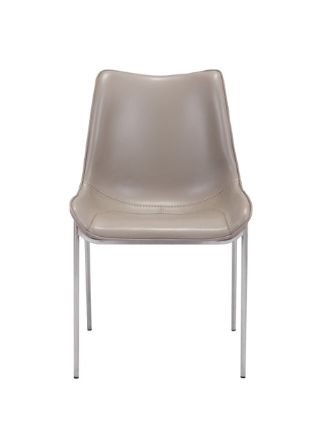 Magnus Dining Chair (Set of 2) Brown & Silver Chairs TriadCommerceInc   