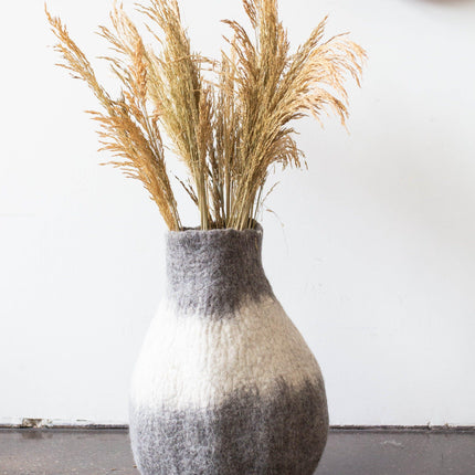 Eclipse Charcoal and Ivory Wool Gourd Basket Baskets TriadCommerceInc Small