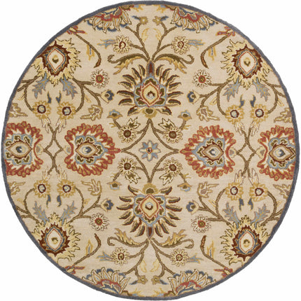 Caesar 1116 Hand Tufted Beige & Rust Wool Rug Rugs TriadCommerceInc 6' Round