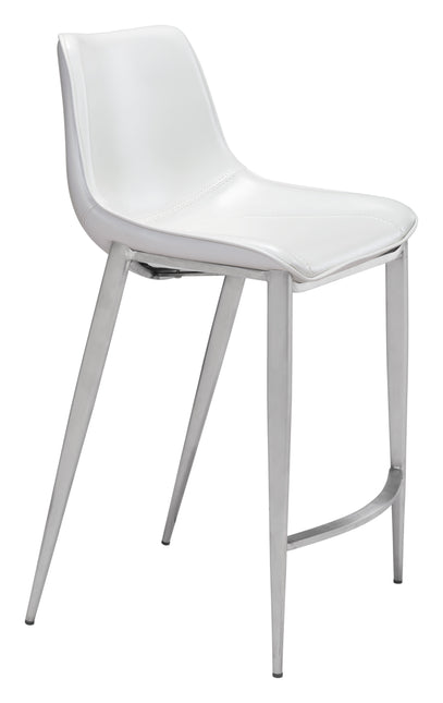 Magnus Counter Stool (Set of 2) White & Silver Counter Stools TriadCommerceInc Default Title  