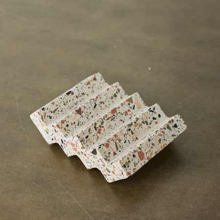 Zig-Zag Neutral Terrazzo Soap Dish Décor TriadCommerceInc