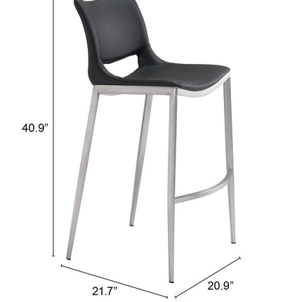 Ace Barstool (Set of 2) Black & Silver Barstools TriadCommerceInc   
