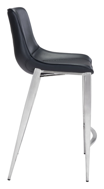 Magnus Counter Stool (Set of 2) Black & Silver Counter Stools TriadCommerceInc   