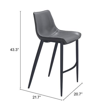 Magnus Barstool (Set of 2) Dark Gray & Black Barstools TriadCommerceInc   